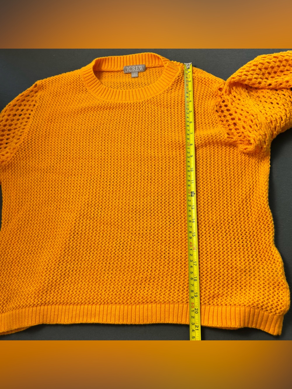 J. Crew Bright yellow/orange Open-Weave Crewneck Sweater (A0116) - Picture 5 of 8